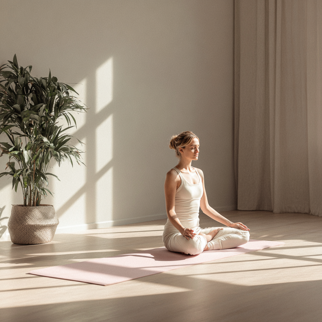 Жінка практикує йогу на природі